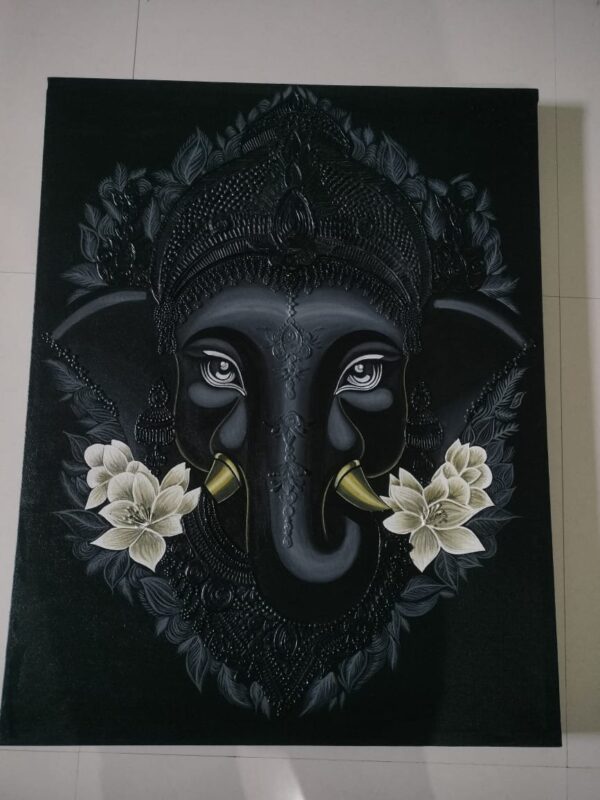 Ekdanta – The Royal Ganesha | 26" x 33" Hand-Painted Masterpiece - Image 2