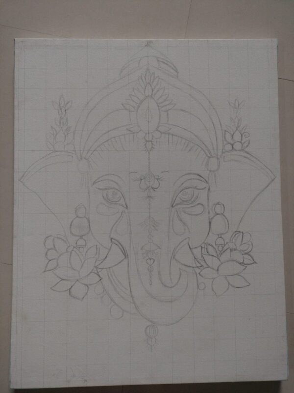 Ekdanta – The Royal Ganesha | 26" x 33" Hand-Painted Masterpiece - Image 3