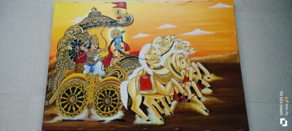 Sarthi – Krishna as the Divine Charioteer | Mahabharata-Inspired Acrylic Painting - Image 4