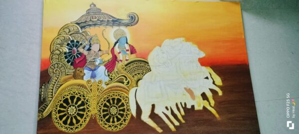 Sarthi – Krishna as the Divine Charioteer | Mahabharata-Inspired Acrylic Painting - Image 6