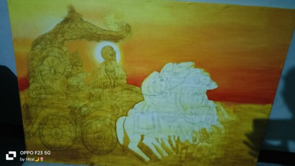 Sarthi – Krishna as the Divine Charioteer | Mahabharata-Inspired Acrylic Painting - Image 3