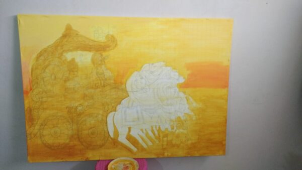 Sarthi – Krishna as the Divine Charioteer | Mahabharata-Inspired Acrylic Painting - Image 2
